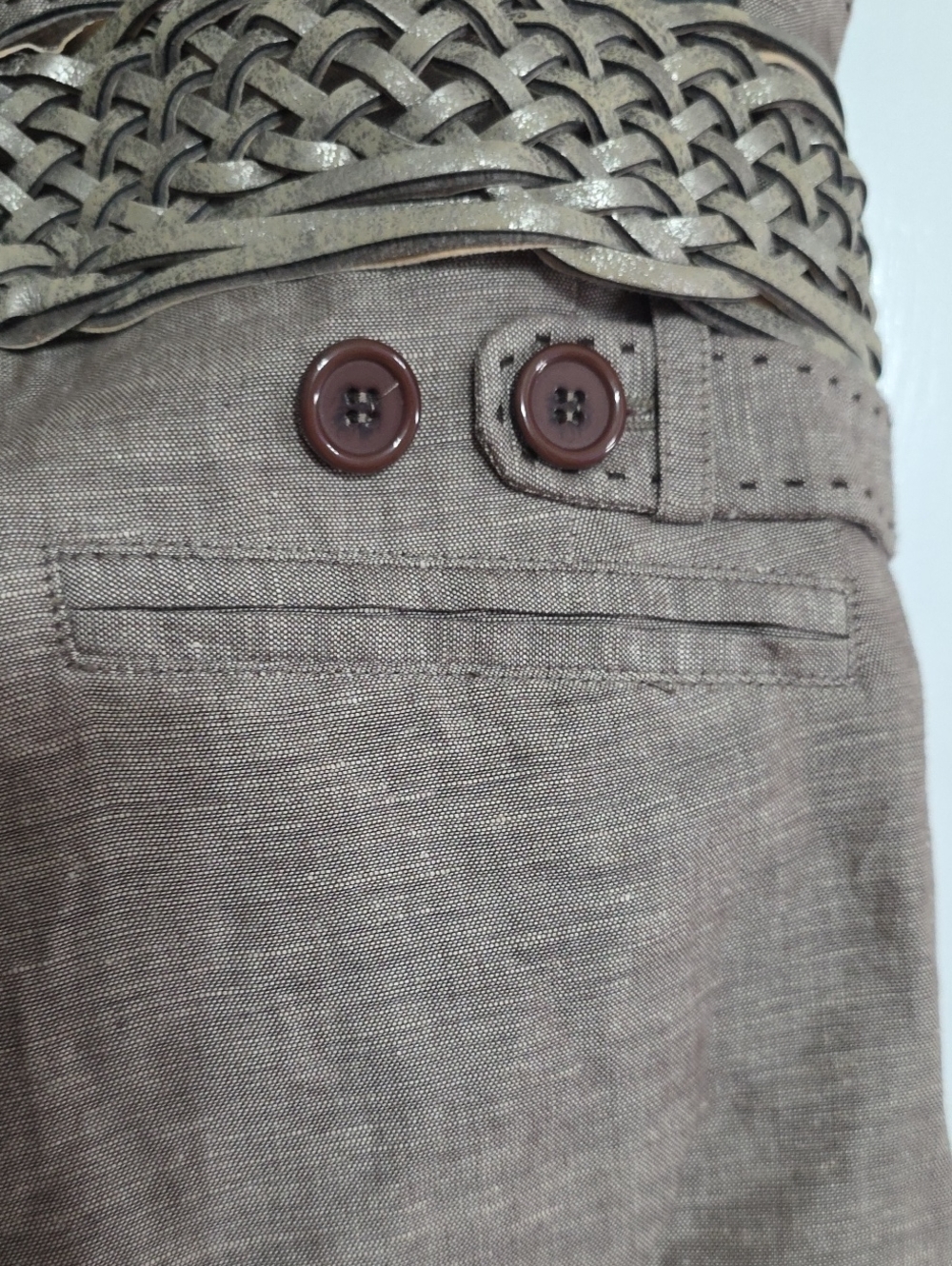 Willi Smith Womens Linen Blend Wide Leg Ankle Pants Brown Belt Pockets Sz 8 EUC - Picture 10 of 12